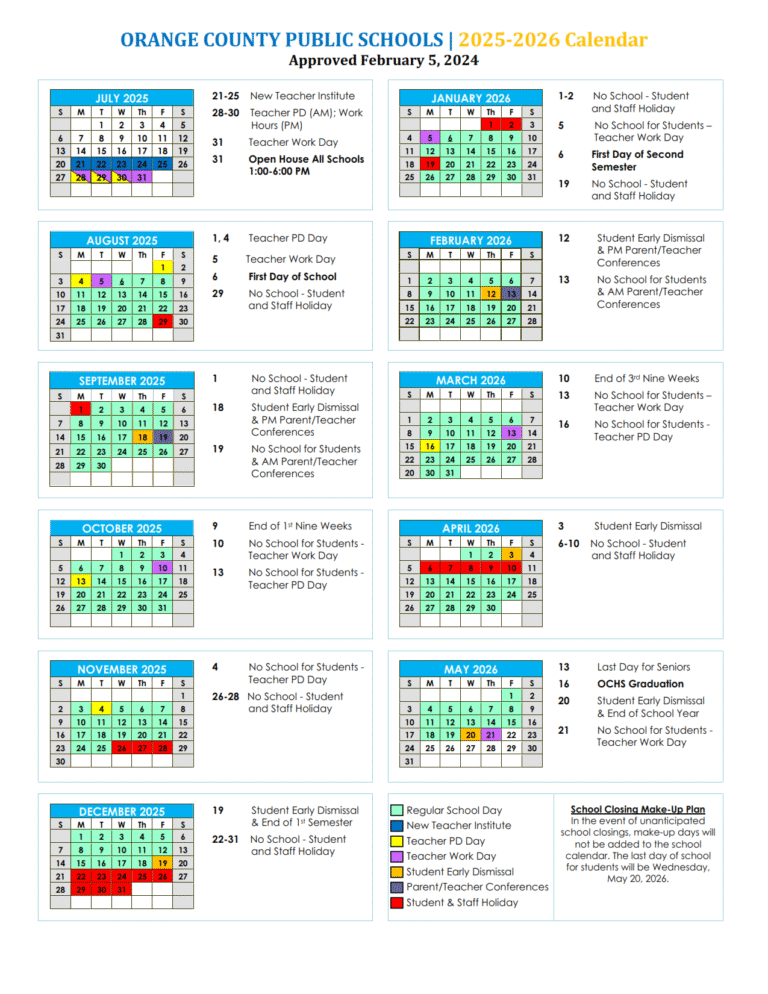 Orange County Public Schools 2025–2026 Academic Year Overview - SchoolTale
