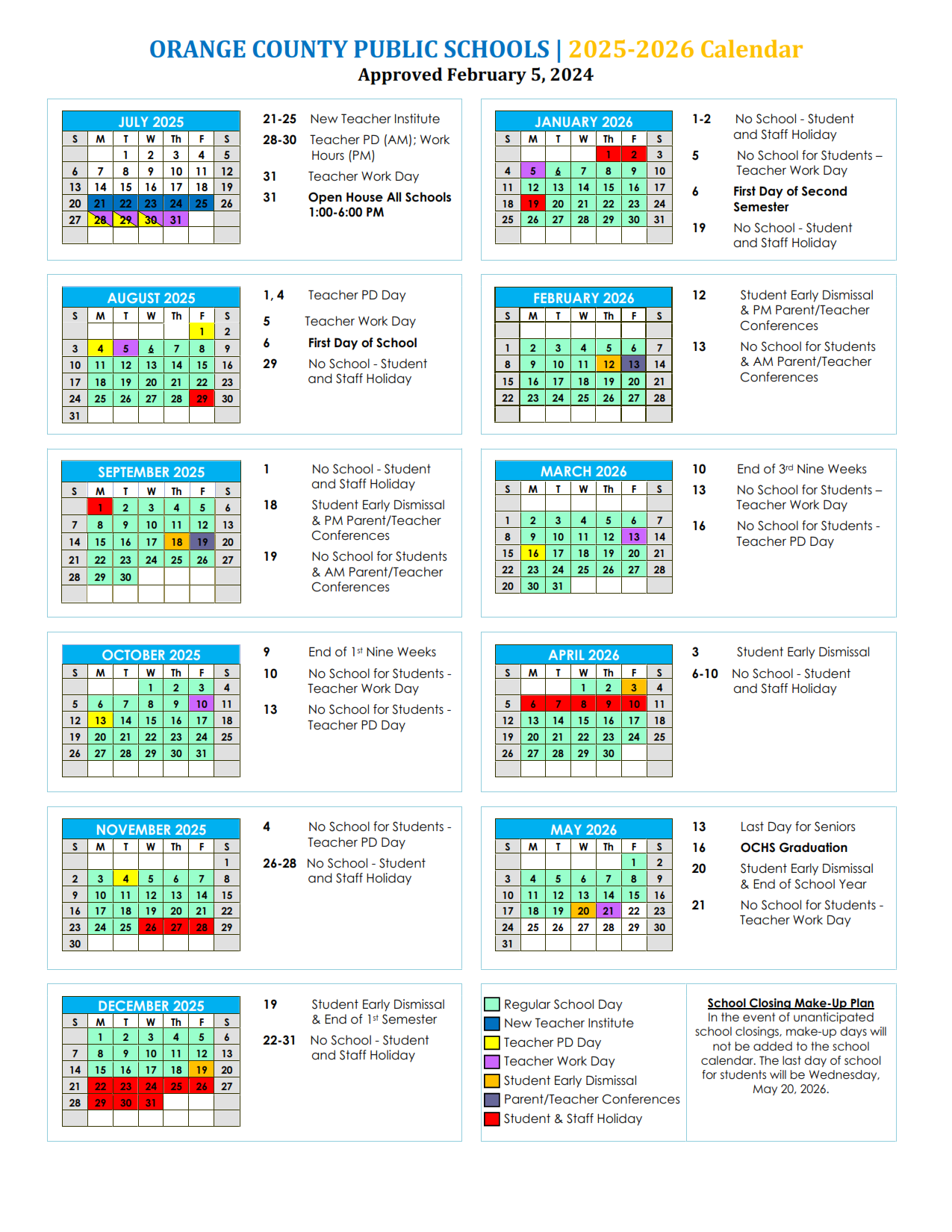 Orange County Schools Calendar 2025-2026 PDF
