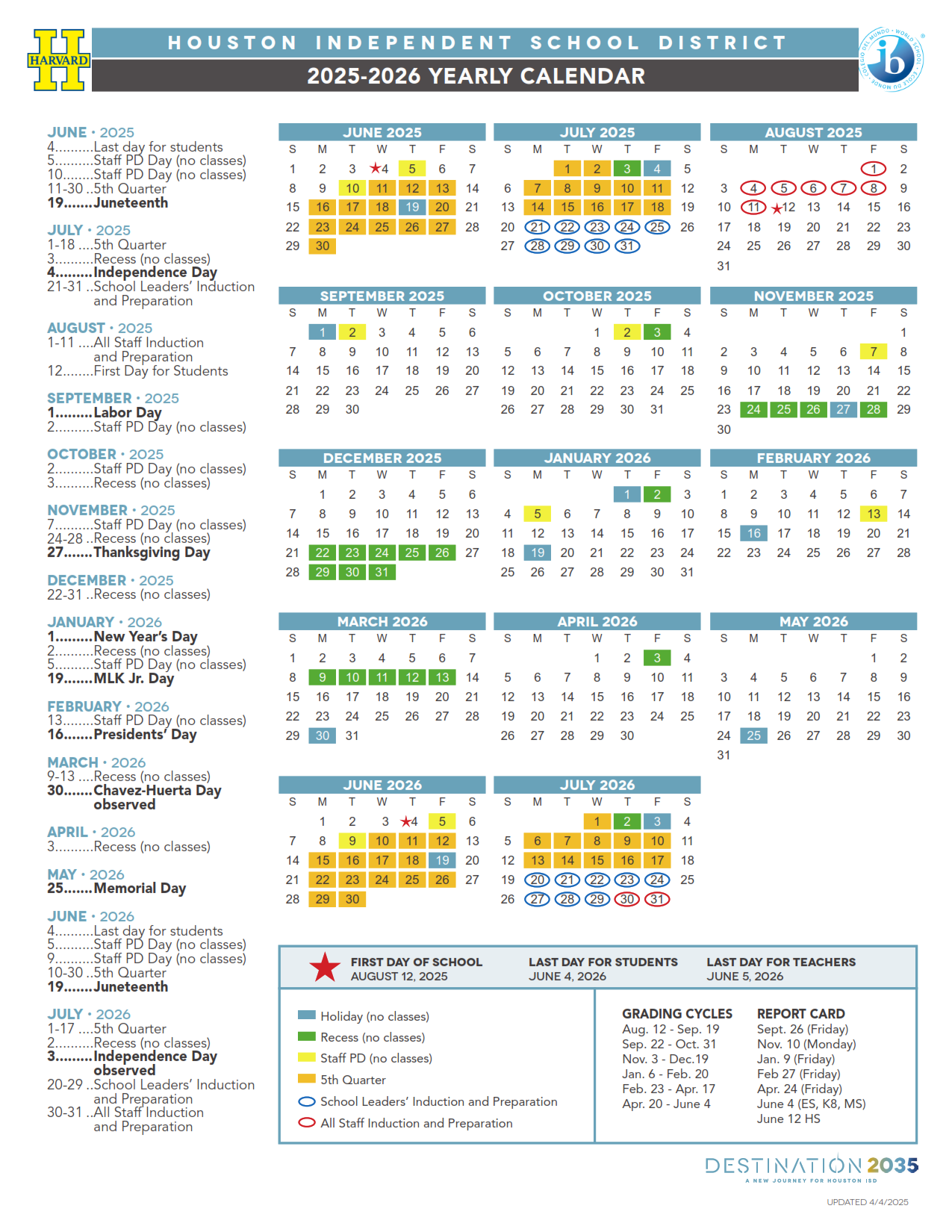 Houston County Schools Calendar 2025-2026 PDF